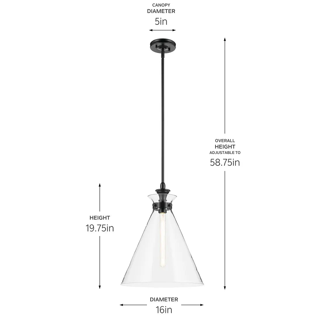 KICHLER-52775BKCLRKichler Laria 52775 1 Bulb 16 Inch Cone Pendant Light