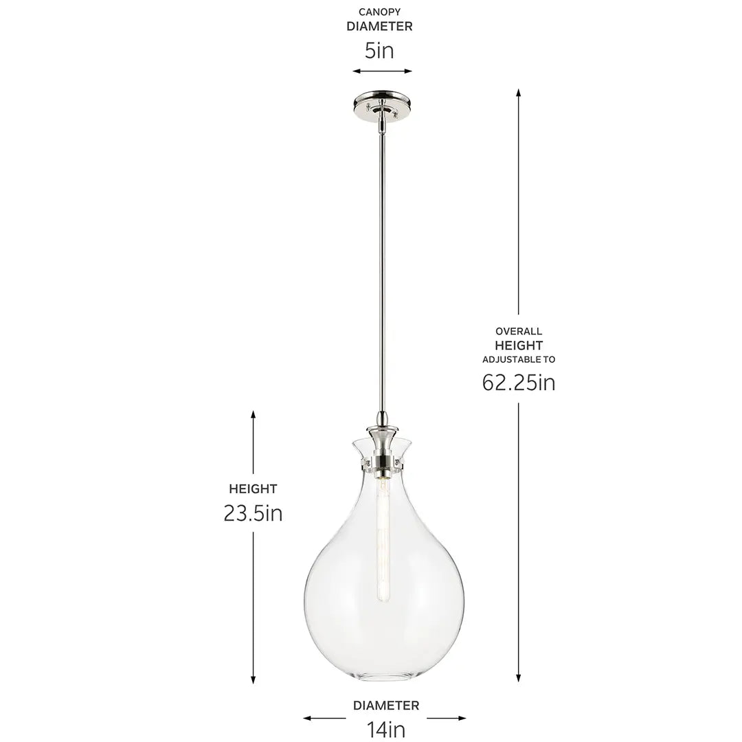 KICHLER-52777BKCLRKichler Laria 52777 1 Bulb 14 Inch Hourglass Pendant Light