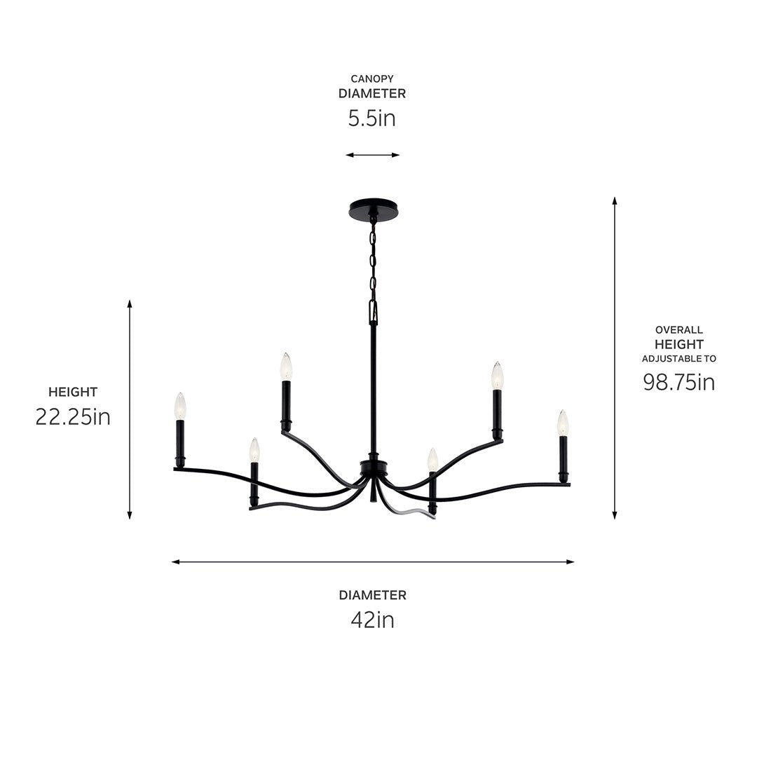 KICHLER-52696PNKICHLER Malene 52696 42" 6-Light Chandelier