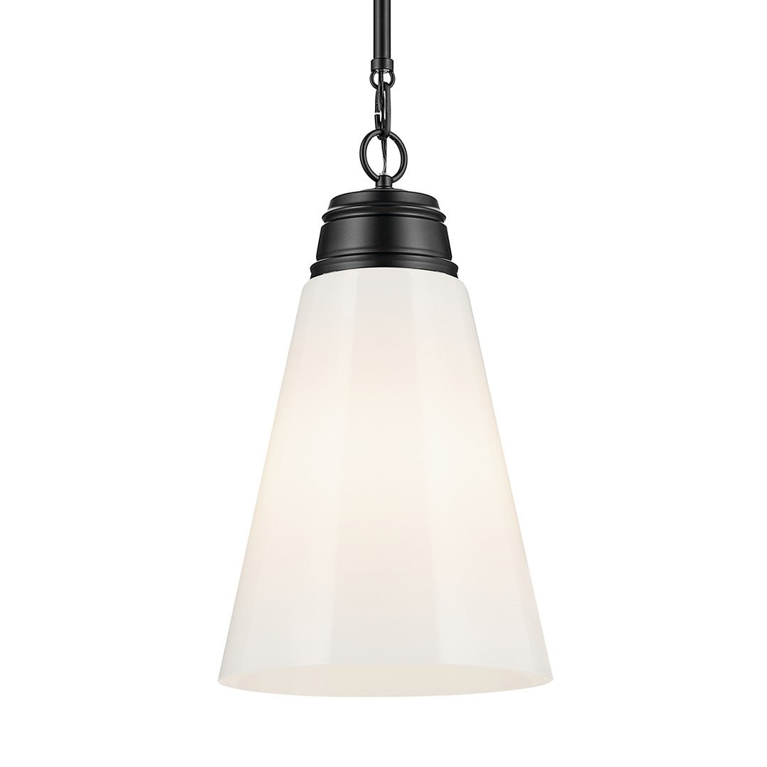 KICHLER-52661BKKICHLER Marsailli 19"/19.75" 1 Light Pendant with Frosted/Clear Glass