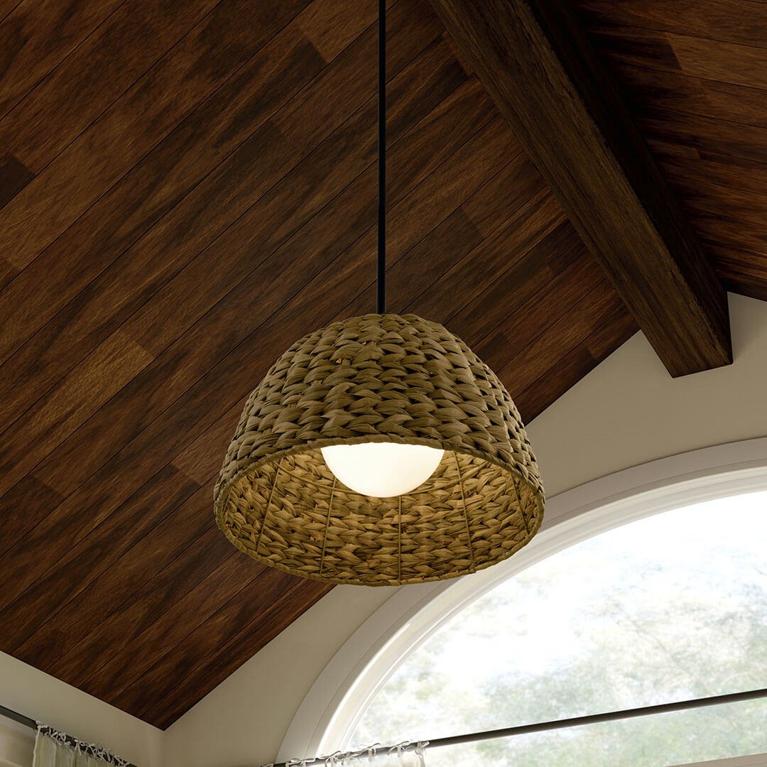 KICHLER-44399BKKICHLER Raffiana 14" 1-Light Pendant with Frosted Glass