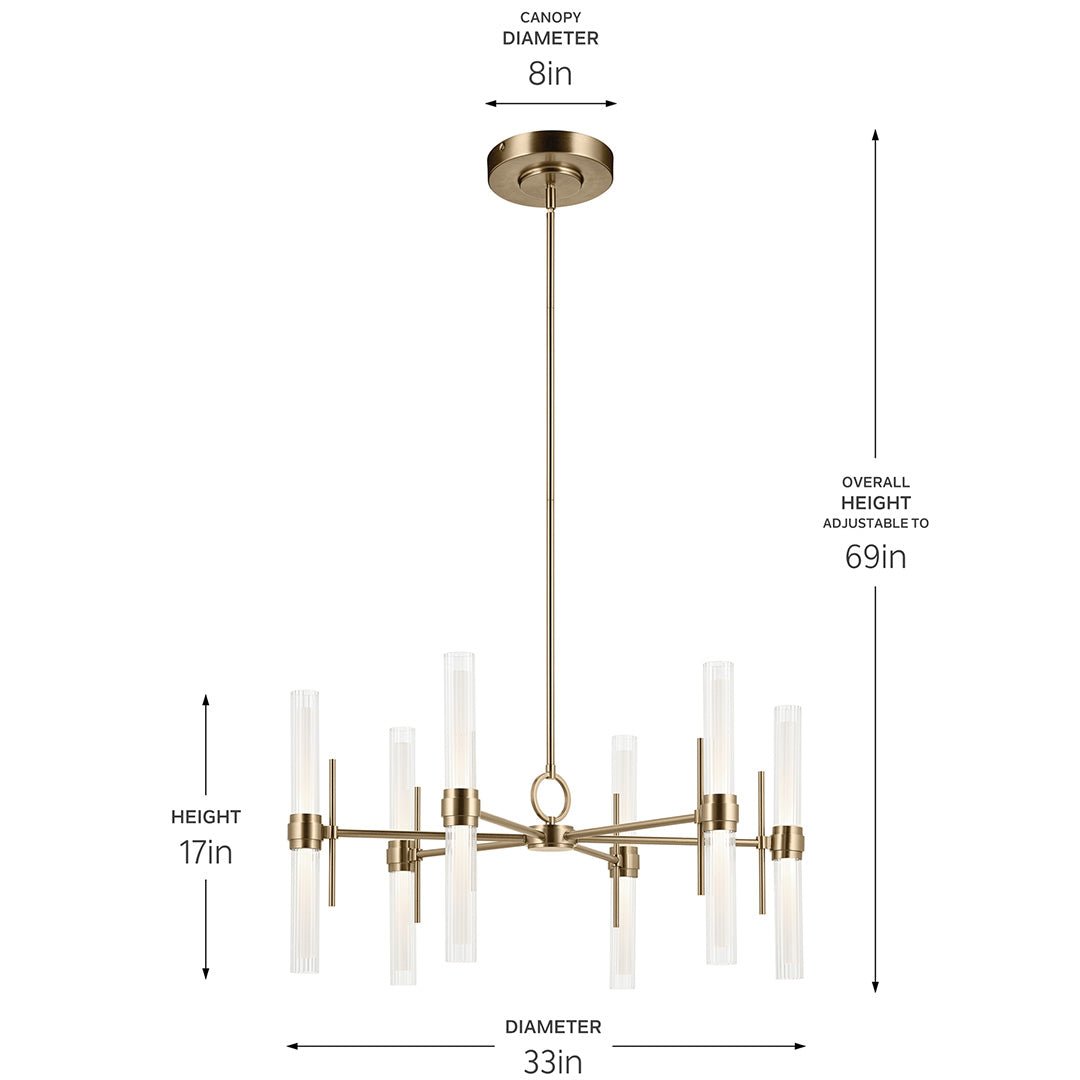 KICHLER-52752CPZLEDKICHLER Riven 52752 55W LED 33" Chandelier with Clear Fluted Glass 30K