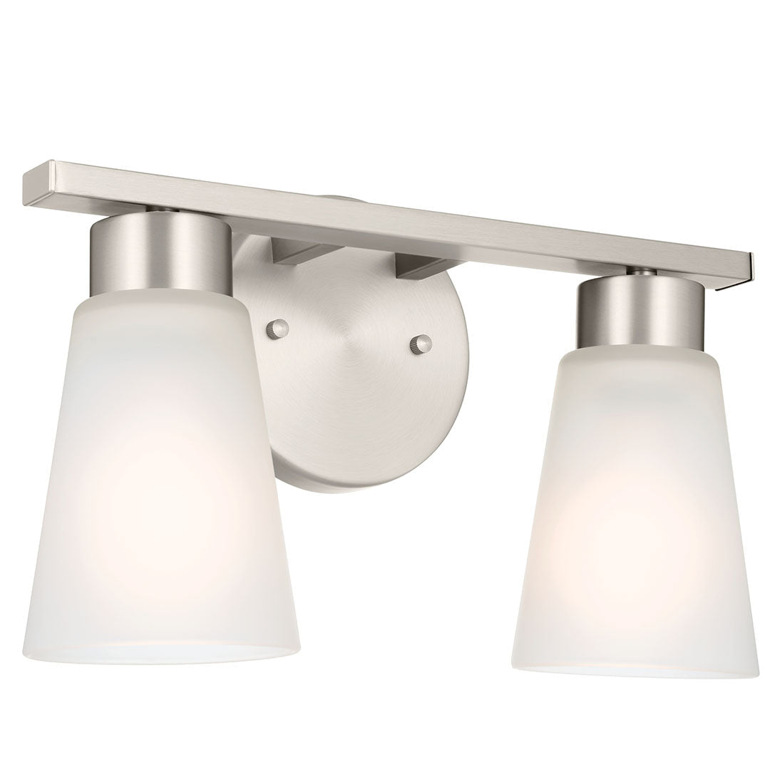 KICHLER-55120NIKICHLER Stamos 55120 2 Light Vanity Light with Frosted/Clear Glass