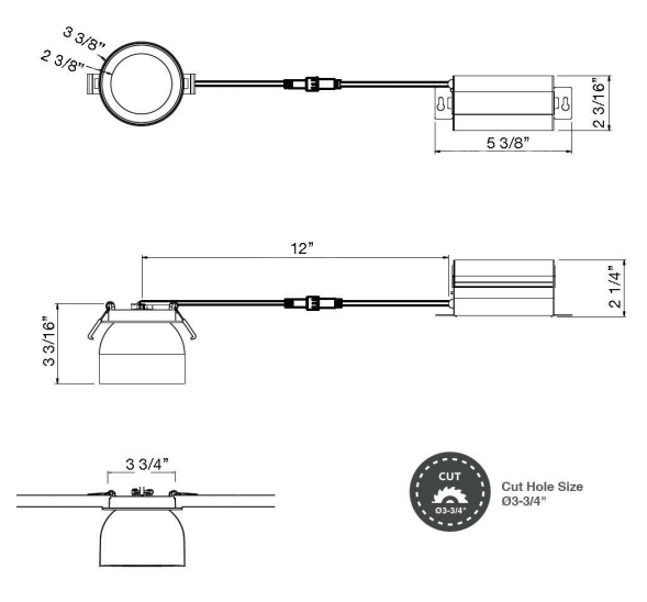 LTUS - AD - 3 - S14W - AR - 5CCT - BK - 24DLotus AD - 3 - S14W 3" 14W LED Floating Bullet Downlight Selectable CCT