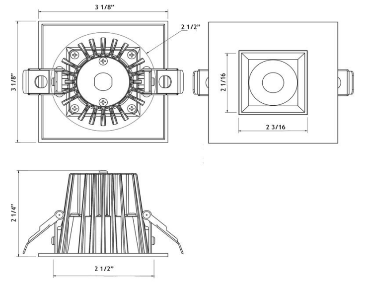 LOTUS - JXL - COB02 - S09W - 5CCT - WH - 2SR - SM - WHLotus JXL - COB02 - S09W 2" 9W LED Square Regressed Downlight Selectable CCT