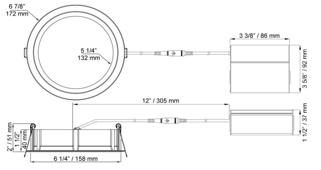 LOTUS - LE6RR - 5CCT - BKLotus LE6RR 14W Deep Regressed Wafer Selectable CCT