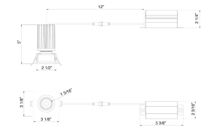 LOTUS - LED - 2 - S11W - 5CCT - BK - EY - SQLotus LED - 2 - S11W - SQ 2" 11W Square LED Recessed Gimbal Selectable CCT/DTW