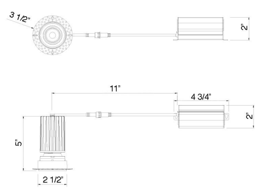 LOTUS - LED - 2 - S11W - 5CCT - BK - EY - TLotus LED - 2 - S11W - T 2" 11W LED Trimless Recessed Gimbal Selectable CCT/DTW