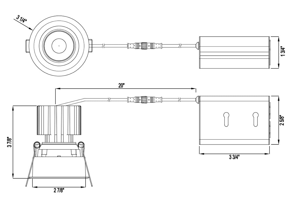 LOTUS-L3G-RRT-WH-LW24-5C95Lotus TANGRA L3G - RRT - WH - LW 3" 15W LED Gimbal Round Recessed Thin White Trim