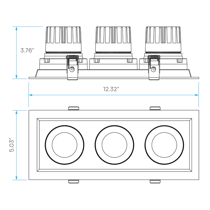 LUXRITE - LR32195Luxrite Omni LR32195 4" 45W LED Recessed 3 Head Gimbal Selectable CCT