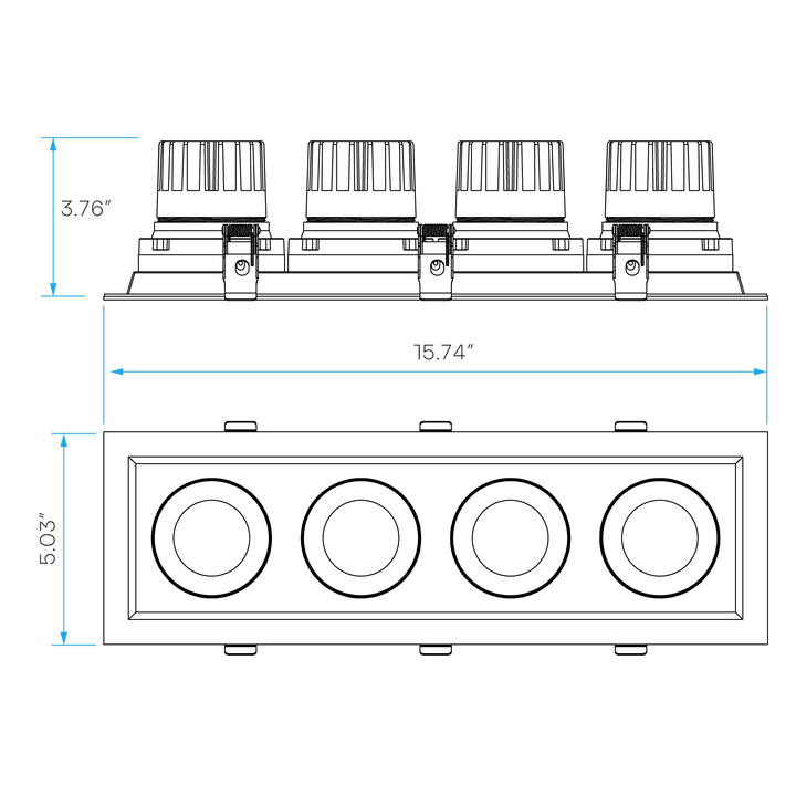 LUXRITE - LR32197Luxrite Omni LR32197 4" 60W LED Recessed 4 Head Gimbal Selectable CCT