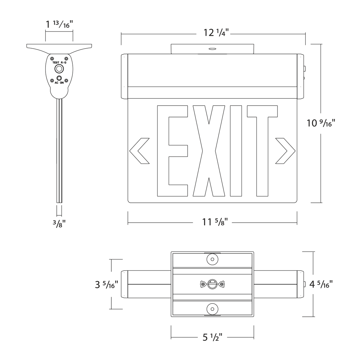 RAB-ELS-MPRAB ELS Edge-Lit LED Exit Sign Red/Green White Housing with Battery Backup
