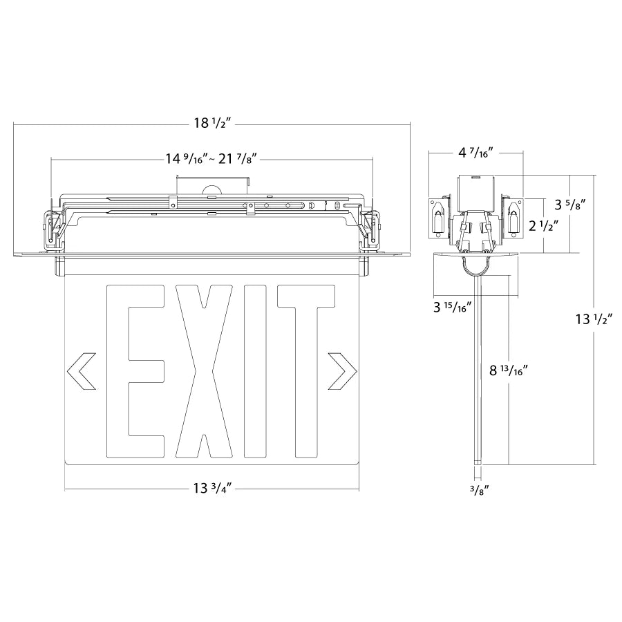 RAB - ELXNYC - MPRAB ELXNYC - MP Double Face Edge Lit Exit Sign Red/Green Letters NYC Approved