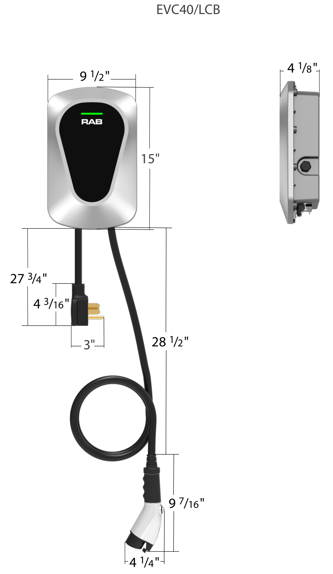 RAB - EVC40/LCBRAB EVC40/LCB EVC Level 2 40A Series with Wi - Fi Electric Vehicle Charger