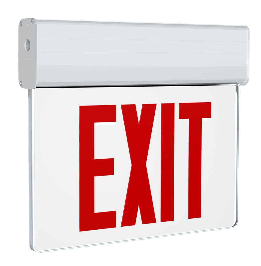 RAB-EXITEDGE-1W/ERAB EXITEDGE Aluminum Edge-Lit LED Exit Sign with Battery Backup