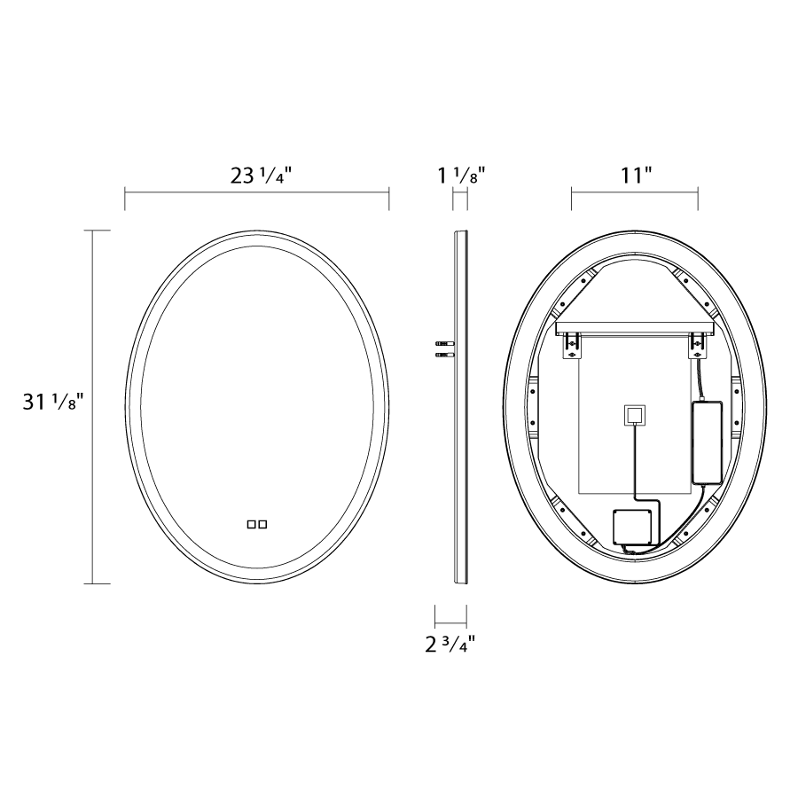 RAB-LME2432RAB LME2432 46W Defogging Lighted Mirror 24"X32"