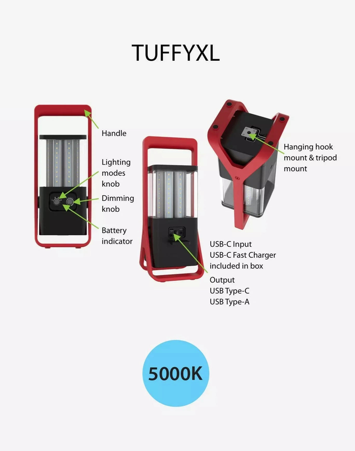 RAB - TUFFYXLRAB Tuffy XL 32W Rechargeable Temporary Work Light 50K