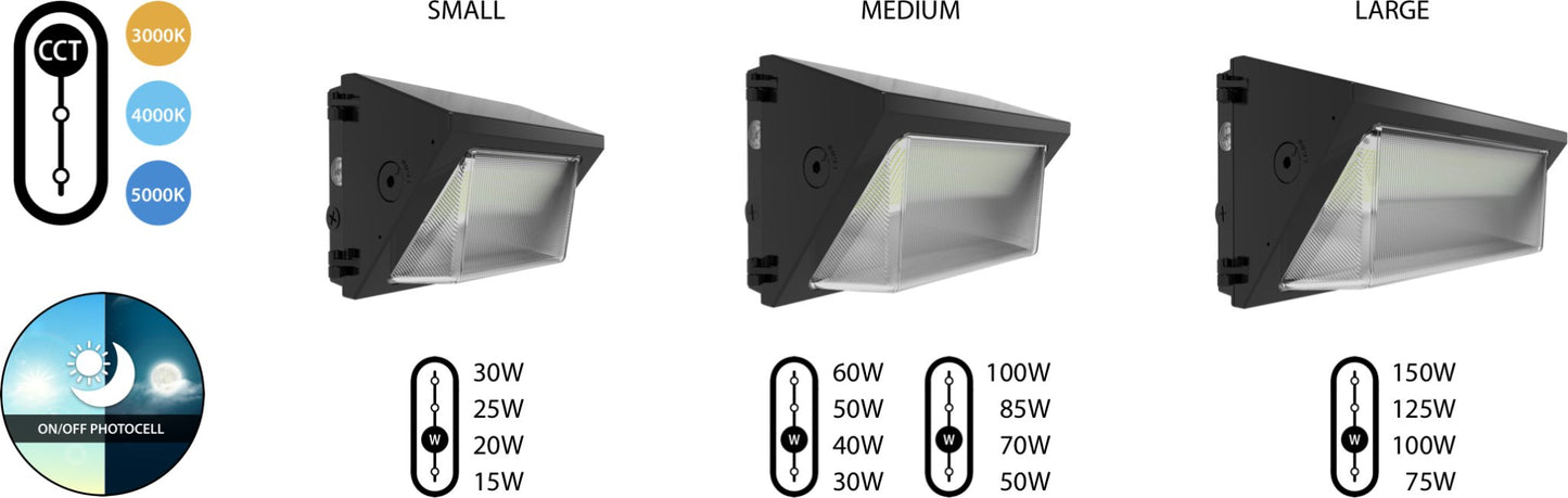 RAB-W22-M-100WRAB W22 Medium 100W LED Wall pack Adjustable Throw Selectable Wattage/CCT
