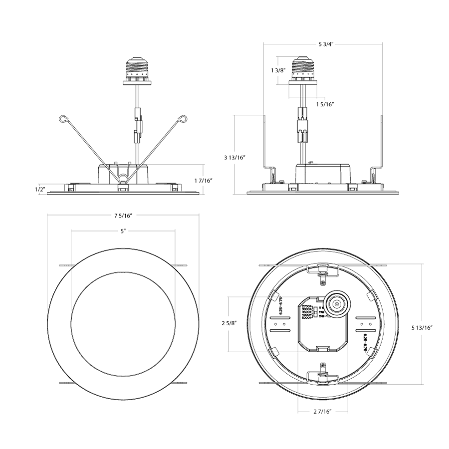 RAB-WFRETRO6BRAB WFRETRO6 6" 15W LED Slim Wafer Retrofit Selectable CCT/Wattage