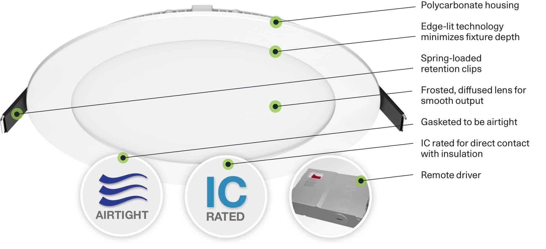 RAB - WFRL8R239FADWBRAB WFRL8 23W LED 8" Round Edge - Lit Wafer Selectable CCT 120 - 277V