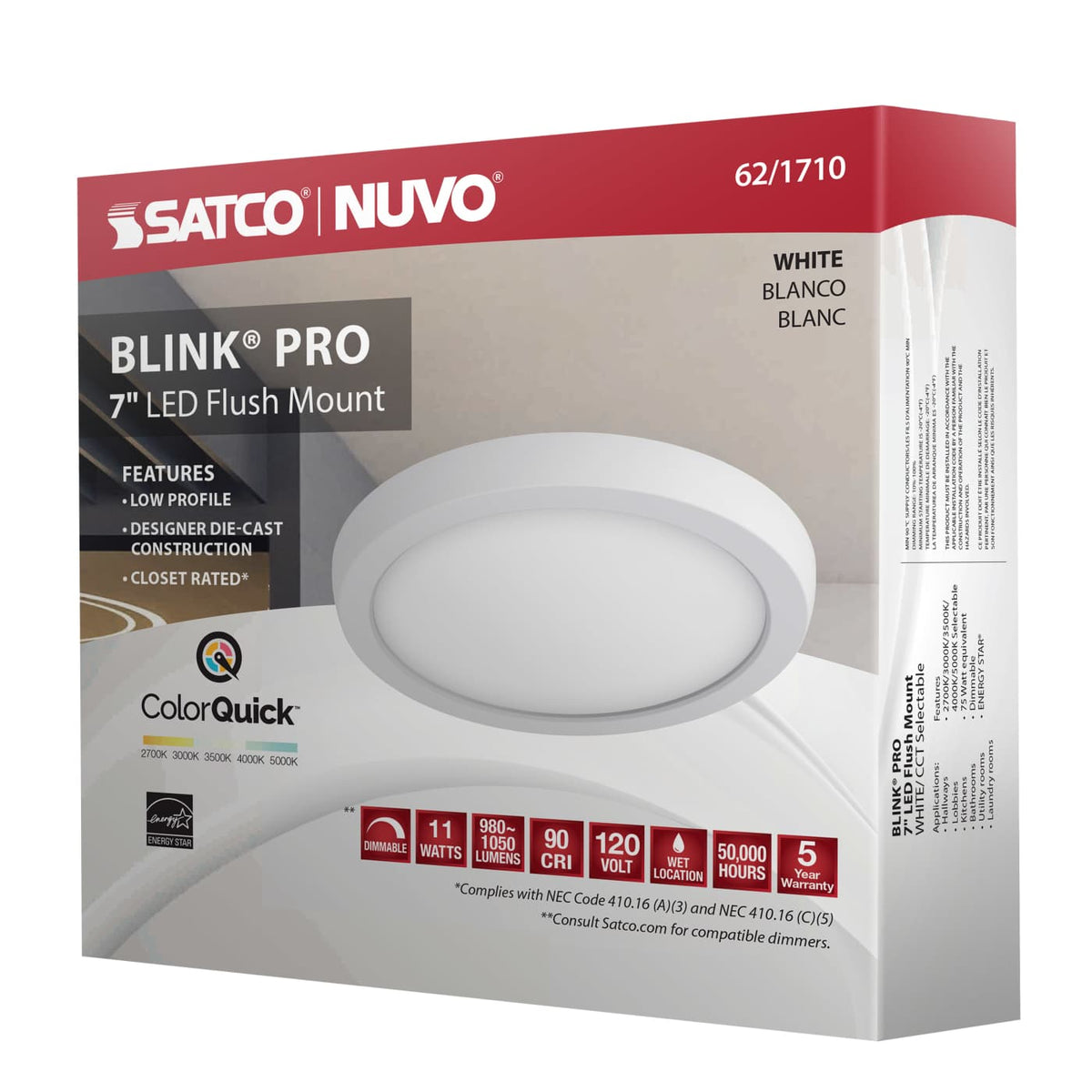 SATCO-62-1710SATCO 62 - 1710 11W 7" Round LED Surface Mount Selectable CCT