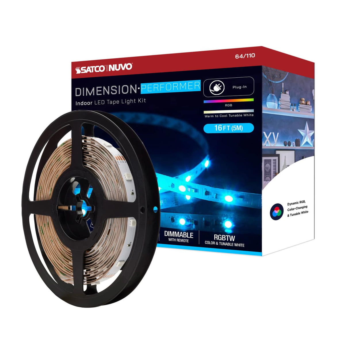 SATCO-64-110Satco 64 - 110 Dimension 16FT 1W/FT RGBTW Tape Light Kit