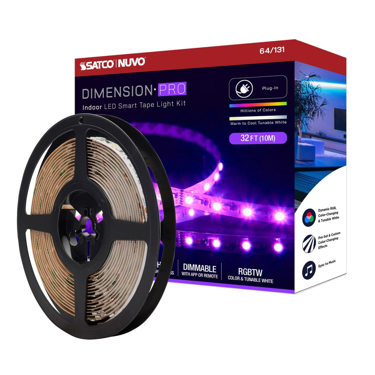SATCO-64-131Satco 64 - 131 Dimension Pro 32FT 1W/FT RGBTW Tape Light Kit Bluetooth