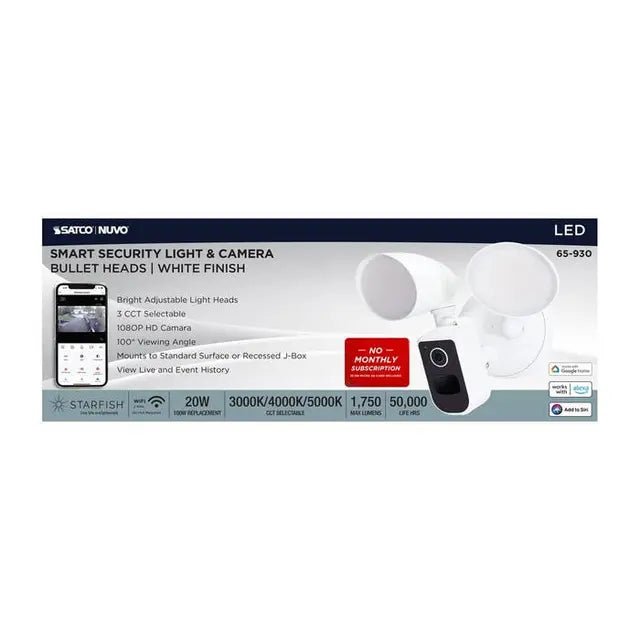 SATCO-65-930Satco 65 - 930 20W Smart LED Bullet Head Security Light Selectable CCT