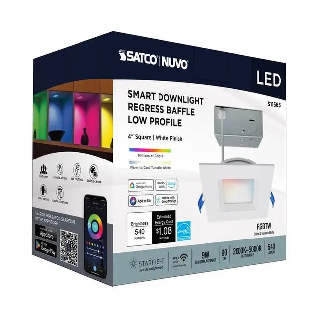 SATCO S11561 4" 9W LED Square Flat Wafer RGBW