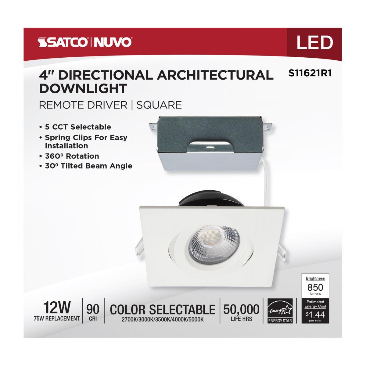 SATCO - S11621R1Satco S11621R1 4" 12W Gimbaled Downlight Selectable CCT
