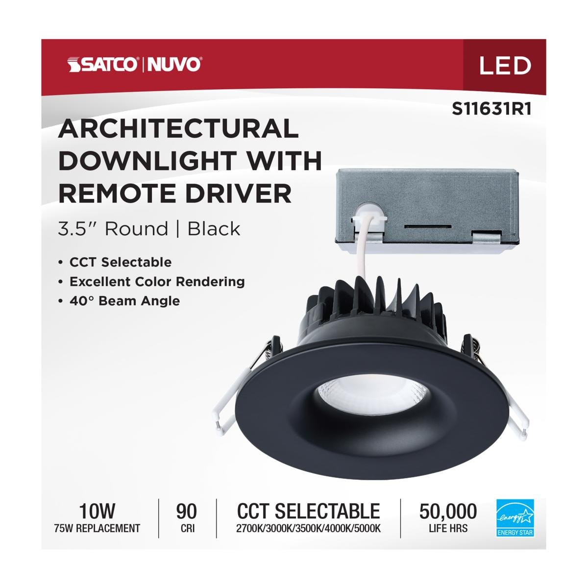 SATCO - S11631R1SATCO S11631R1 3.5" 10W LED Architectural Downlights Selectable CCT