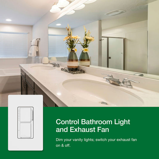 Lutron MACL-L3S25-WH Maestro LED+ Dual Dimmer and Switch, White