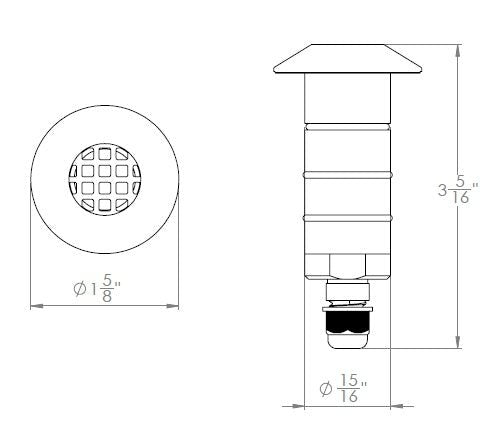 WAC - 1041 - 27SSWAC 1041 1″ 2W LED Inground Recessed Round Louver 12V