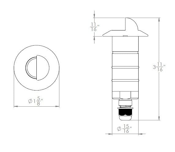 WAC - 1061 - 27SSWAC 1061 1″ 2W LED Inground Recessed Round Scoop 12V