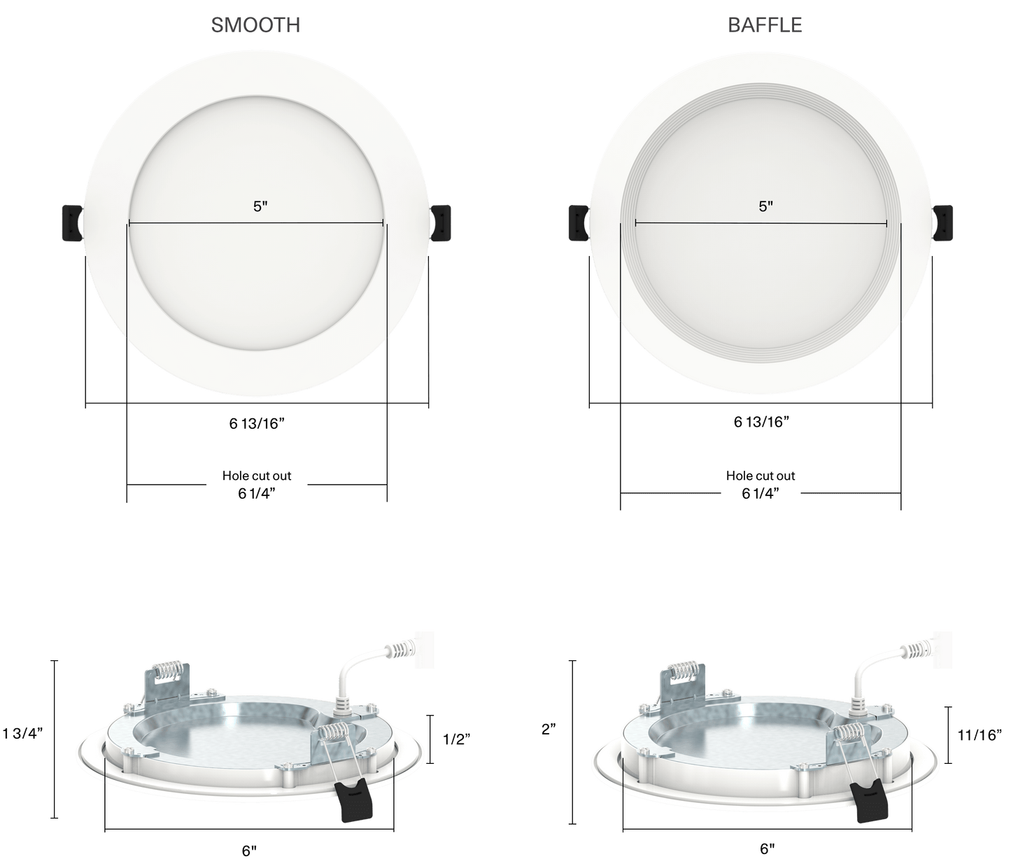 RAB-WFRL6R149FA120WBRAB 14W LED 6" Round Edge-Lit Wafer Selectable CCT