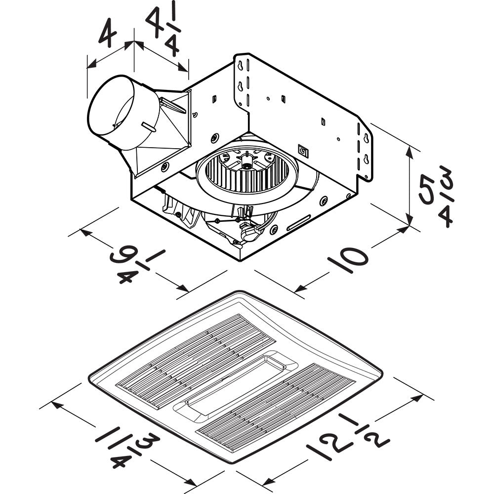 BRO-AE50110DCLBroan AE50110DCL Bathroom Exhaust Fan With LED light 50-110 CFM