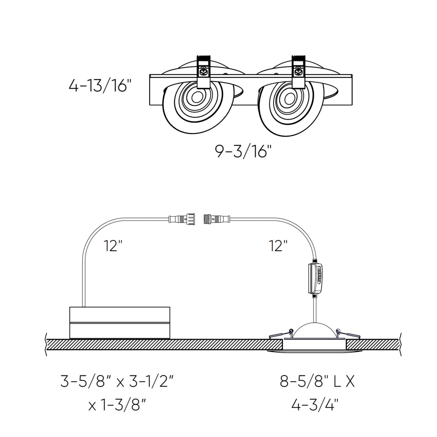 DALS-FGM4-CC-DUO-WHDals Lighting FGM4SQ-CC-DUO Double 4″ 18W LED Pivoting Gimbal Recessed Selectable CCT