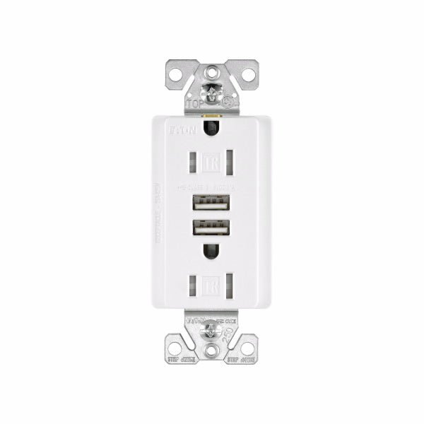 CWD-TR7755W-BOXEaton TR7755 Combo USB Charger Tamper Resistant Receptacle