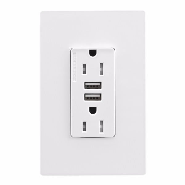 CWD-TRUSB5A15W-BOXEaton TRUSB5A15W Combo USB Charger Tamper Resistant Duplex Receptacle
