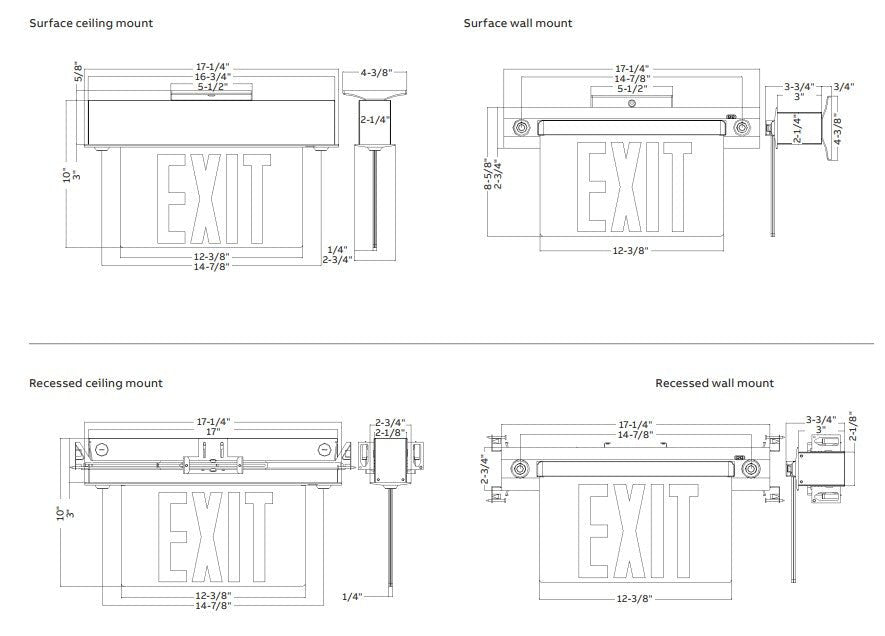TB-CPNR6-2HOEmergilite CPNR6-2HO Glass Edge Lit Exit Combo Sign