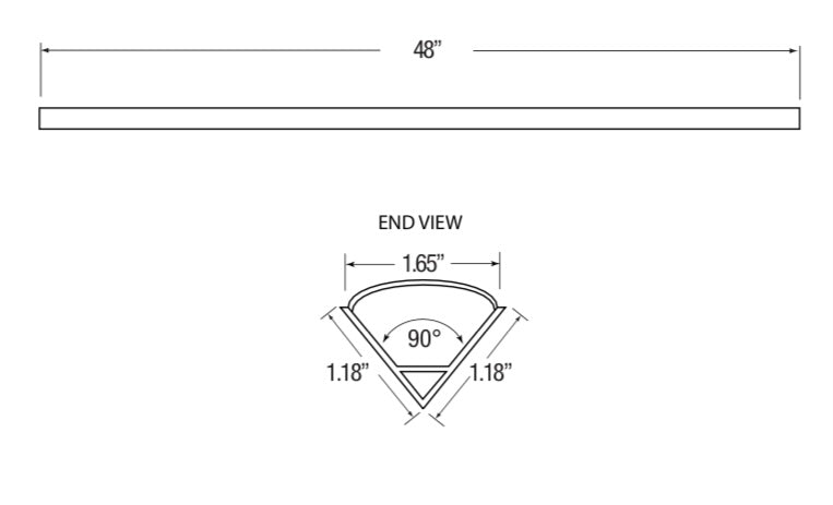 GML-LED-CHL-45-1200GM Lighting LED-CHL-45-1200 4FT 45° Aluminum LED Mounting Channel