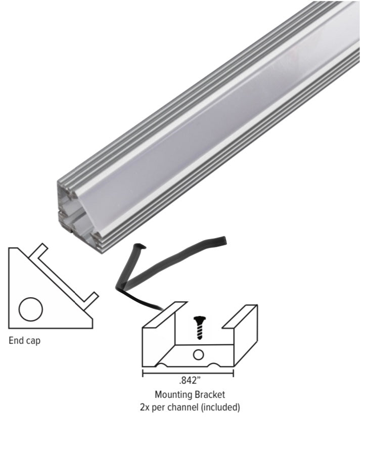 GML-LED-CHL-45-ECGM Lighting LED-CHL-45 4FT 45° Aluminum LED Mounting Channel