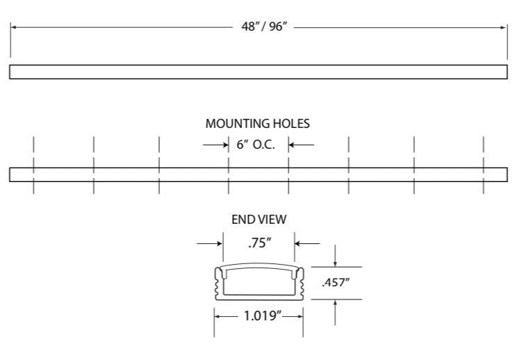 GML-LED-CHL-W-AMCGM Lighting LED-CHL-W 4FT/8FT Extruded Wide Aluminum LED Mounting Channel