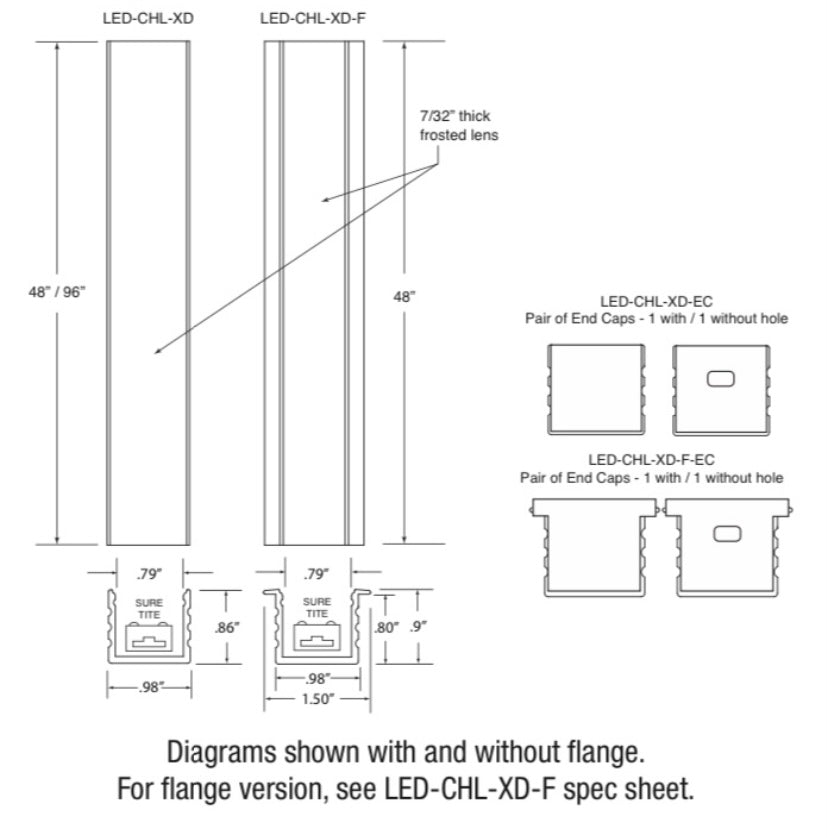 GML-LED-CHL-XD-ECGM Lighting LED-CHL-XD 4FT/8FT Extra Deep Aluminum LED Mounting Channel