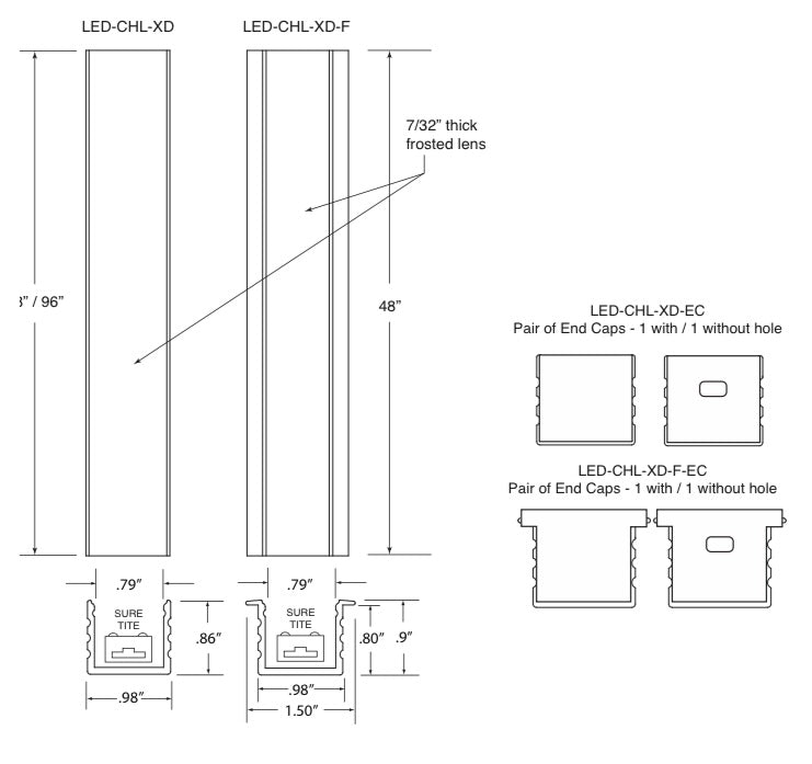 GML-LED-CHL-XD-F-ECGM Lighting LED-CHL-XD-F 4FT/8FT Extra Deep Flange Aluminum LED Mounting Channel