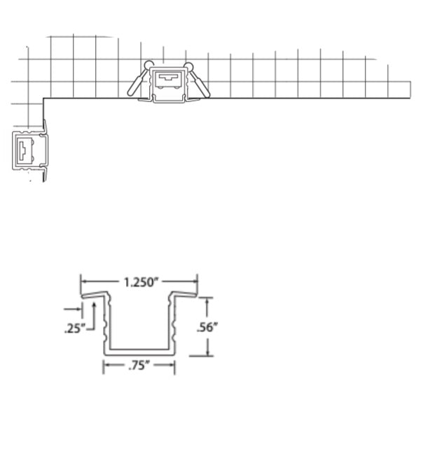 GML-LED-CHL-XD-MD-F-BGM Lighting LED-CHL-XD-MD-F 4FT/8FT Mini Deep Flanged Aluminum LED Mounting Channel