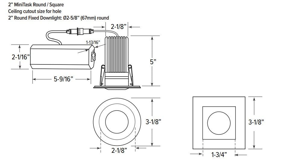 GML-MTR2-5CCT-WGM Lighting MTR2 15W 2" LED Recessed Downlight Selectable CCT