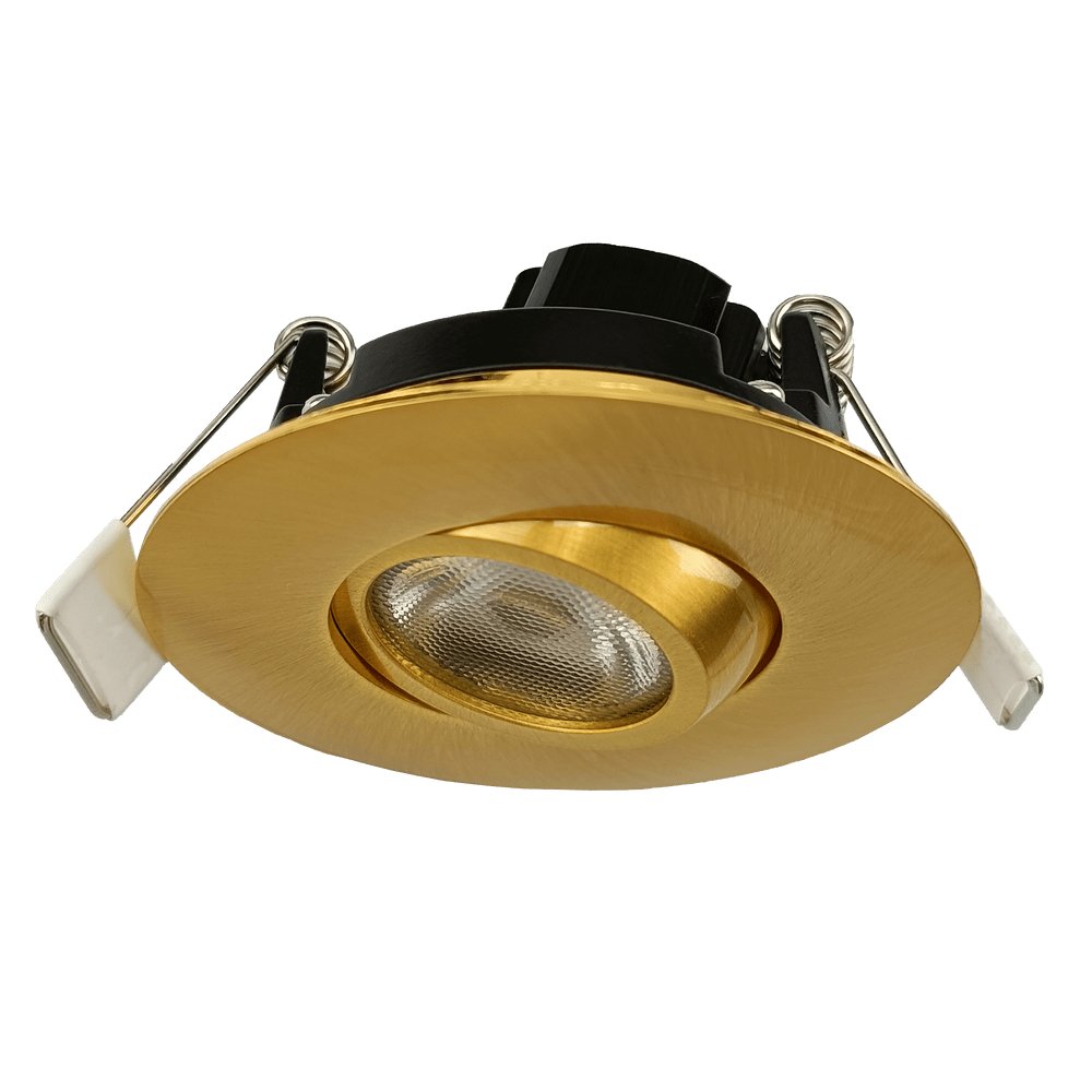 GDL-G19837Goodlite G-19837 2" 5W LED Brushed Brass Gimbaled Round Spotlight Selectable CCT