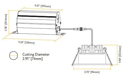GDL-G48338Goodlite G-48338 3" 10W LED Square Regressed Slim Spotlight Selectable CCT