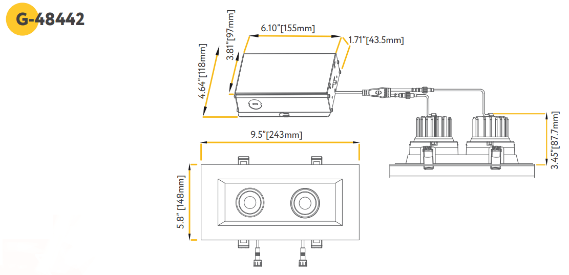 GDL-G48442Goodlite G-48442 3.5″ 28W 2 Head LED Gimbal Selectable CCT